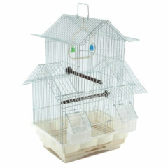 BIRD CAGE 18-Inch Hanging Bird House Parakeet Parrot Lovebirds Finches White