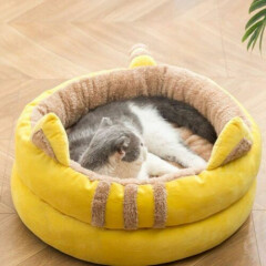 Semi-closed Cat Dog Bed Comfortable Soft Warm Pet Nest From Plush Cozy Cat Bed