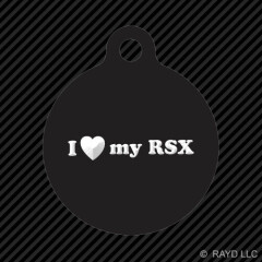 I Love my RSX Keychain Round with Tab dog engraved many colors