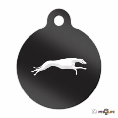 Greyhound Engraved Keychain Round Tag w/tab running v2 english Many Colors