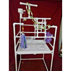 LARGE Parrot FLOOR PERCH \ Gym \ Stand w Raised catch Pan \ Swing FREE SHIPPING