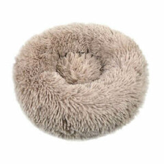 20inch Round Plush Pet Bed Donut Puppy Cat Pet Bed Light Coffee Color