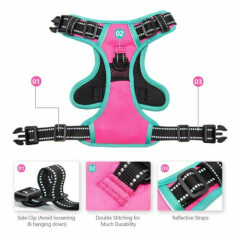 No Pull Dog Harness, Reflective Adjustable Vest, with a Training Handle M Pink 