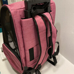 KOPEKS Deluxe Backpack Pet Travel Carrier with Double Wheels - Pink -...small