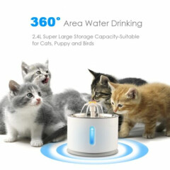 Cat Water Fountain 2.4L LED Pet Fountain Automatic Drinking Water Dispenser