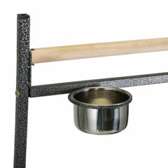 Bird Stand With Solid Wood Feeding Bowl Waste Tray Toy Hooks And Casters Black