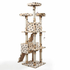 67'' Cat Tree Towers w/Scratching Posts Condos Pet Activity Furniture Play House