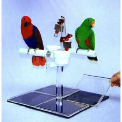 1 or 2 PARROT PEDICURE PEDESTAL w/2 cups-toys-tray w/4 ez-clean inserts on tray