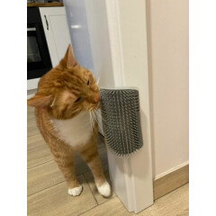 Longer Style Cat Self Groomer Full Body Brush Corner Mount Grooming Comb Catnip