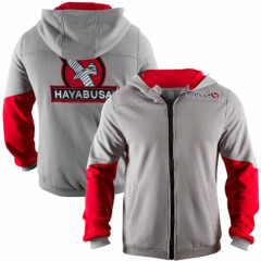 Hayabusa Wingback Classic Fit Zip-Up Hoodie - Gray/Red-boxing mma sweatshirt