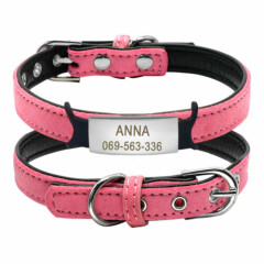 Soft Leather Cat Collars Personalized & Slide-On Tag Pet Puppy Kitten XXS-S