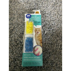 Whisker City Kitty Caps 40ct MED Yellow & Blue Sparkle For Cats 9-13lbs