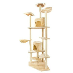 80" Solid Cute Sisal Rope Plush Cat Climb Tree Cat Tower Beige