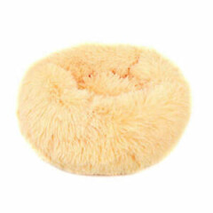 31in Round Plush Pet Bed Donut Puppy Cat Pet Bed Apricot Color