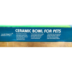 Dog Cat Pet (Just Pet) 5.5" x 2" Ceramic w/Plastic Tray Raised Portable Bowl NIB