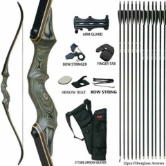 60lbs 60" Archery Recurve Bow Kit Adult Hunting Set Arrows Bags Outdoor Sport