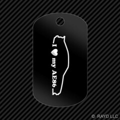 I Love my AE86 Keychain GI dog tag engraved many colors hachiroku 4ag #2