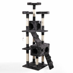 67" Cat Tree Tower Condo Furniture Scratching Post Pet Kitty Play House Gray New