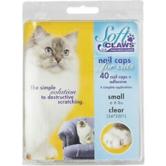 NIP! Soft Claws Nail Caps For Small Cats (6-8 lbs.) - Clear - 40 Caps/Adhesive