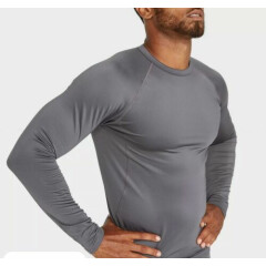 All In Motion Men's Long Johns Thermal Shirt L LG Gray Heavy Stretch NWT