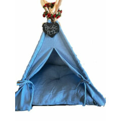 Pet Teepee Tent House Bed w/Cushion, 24", PacificPetz, Dog Puppy Cat Kitten