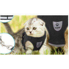 New Breathable Cat SzXS Walking Jacket-Leash, Adjustable Mesh Vest