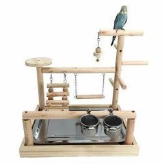 BIRD PERCH Playground Parrot Gym Stand Wooden Playpen Exercise Toy By WYUNPETS
