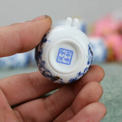 1set 6pcs Asian Bamboo Bird Cage blue and white porcelain cups