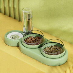 Cat Dog Automatic Feeder Pet Food Bowl Water Dispenser Feed Storage Container Us