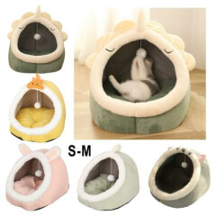 Cat Cave Bed Warm Nest Basket Kennel Winter Hooded Cuddle Sleeping Pad Tent