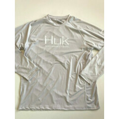 Huk Shirt Men's Large New Pursuit Long Sleeve Solid Gray 502