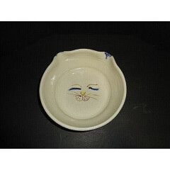 STONEWARE POTTERY CAT FACE CAT DISH SIGNED BY ARTIST MARCIA