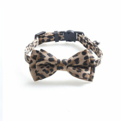 Leopard Print Bowknot Cat Collar Buckle Kitty Bow Tie with Bell Puppy Bow Tie