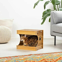 Navaris Cat Scratcher Hut - Indoor MDF Scratcher Scratching House Box for Cat...