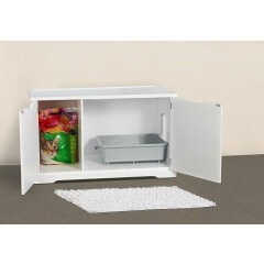 Cat's Litter Box X- Large Cover Bench Wooden Furniture White