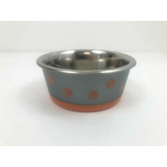 Vibrant Life Pawprints Stainless Steel, Non-Slip Dog/Cat Pet Bowl Small 12 oz.