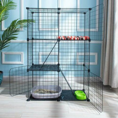 3 Tier Large Folding Collapsible Pet Cat Wire Cage For Indoor Outdoor Play Sleep