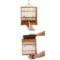 Square Bamboo Bird Cage Chinese Wooden Pet Nest Home