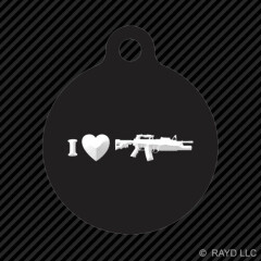 I Love my M4 w/ M203 Keychain Round with Tab dog engraved many colors