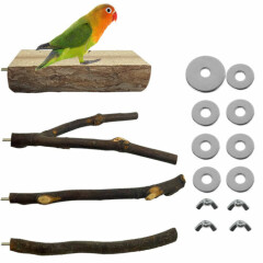 Chew Bird Perch Rest Cage Stand Patform Toy Pet Parrot Branch Wooden US Tools