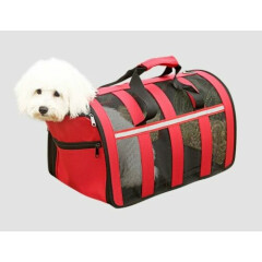 Perfect Red Pet Carrier Travel Breathable Mesh Cat Dog Foldable Transport Case