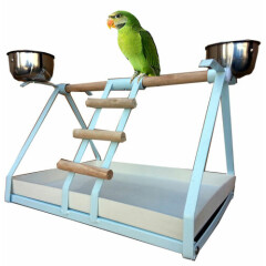 BIRD SMALL PARROT METAL PLAYSTAND Play Gym With Stainless Steel Cups -293