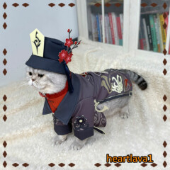 Genshin Impact Hu Tao Cat Hat Clothes Dog Pet Cosplay Costume Dress up Cloth