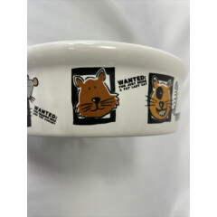 Signature Cat bowl Mug shots Pet Stoneware by Riviera Van Beers WANTED for 5"