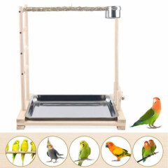 Pet Bird Standing Bar Parrot Toy Tree Climbing Game Playing Cage with 2 Cups USA