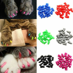 20Pcs Silicone Pet Dog Cat Kitten Paws Claw Control Sheath Nail Caps Covers