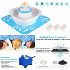 Cat Water Fountain 2.3L Automatic Electric Flower Style Dog Dispenser with Mat