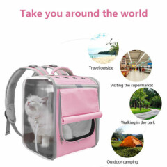 Pet Carrier for Cats Airline Approved Large Bag Backpack Soft Sided Pink Mesh