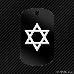 Star of David Keychain GI dog tag engraved many colors jewish jew israel