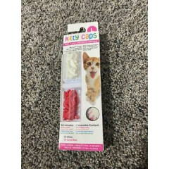 Kitty Caps Cat Nail Caps 40 White and Coral Red Size Large For Cats 13+Lbs